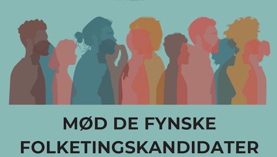 Silhouetter af mænd og kvinder samt teksten mød de fynske folketingskandidater